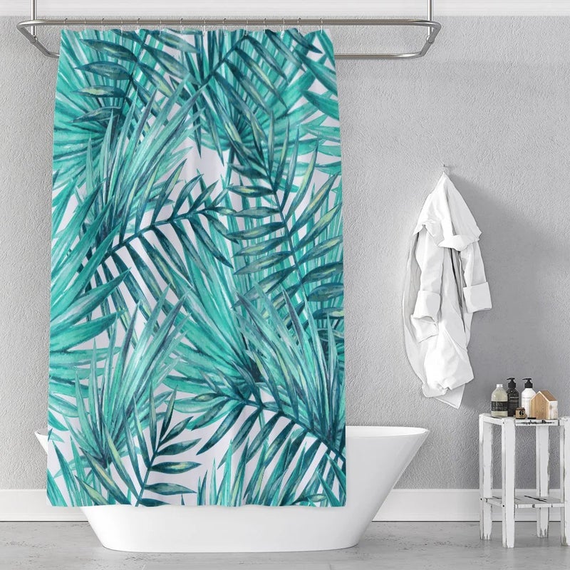 Y&D Top Selling Cortinas De Bano Nordic Green Leaves Bathroom Mat Set With Shower Curtain - Image 1