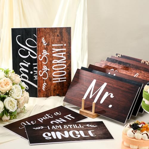 Beeveer 24 Designs Rustic Wedding Photo Booth Props Double Sided 11x55 Inch Photo Booth Props Vintage Marriage Parties Decor Anniversary Wedding PVC Selfie Signs for Engagement Bridal Party Supplies - Image 3