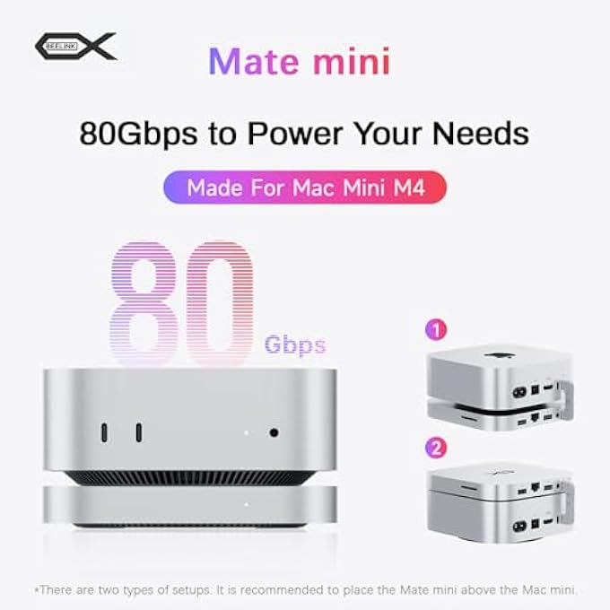 rayihni MATE MINI-A 80GBPS MAC MINI M4 DOCK & STAND, DUAL PCIEX2 SSD SLOT, MAX 16TB EXPANSION, PD3.0 PORT, SD4.0 CARD READER, 2.5G LAN, 2*USB A 10GBPS FOR LAPTOPS/DESKTOP PC/MINI PC - Image 3