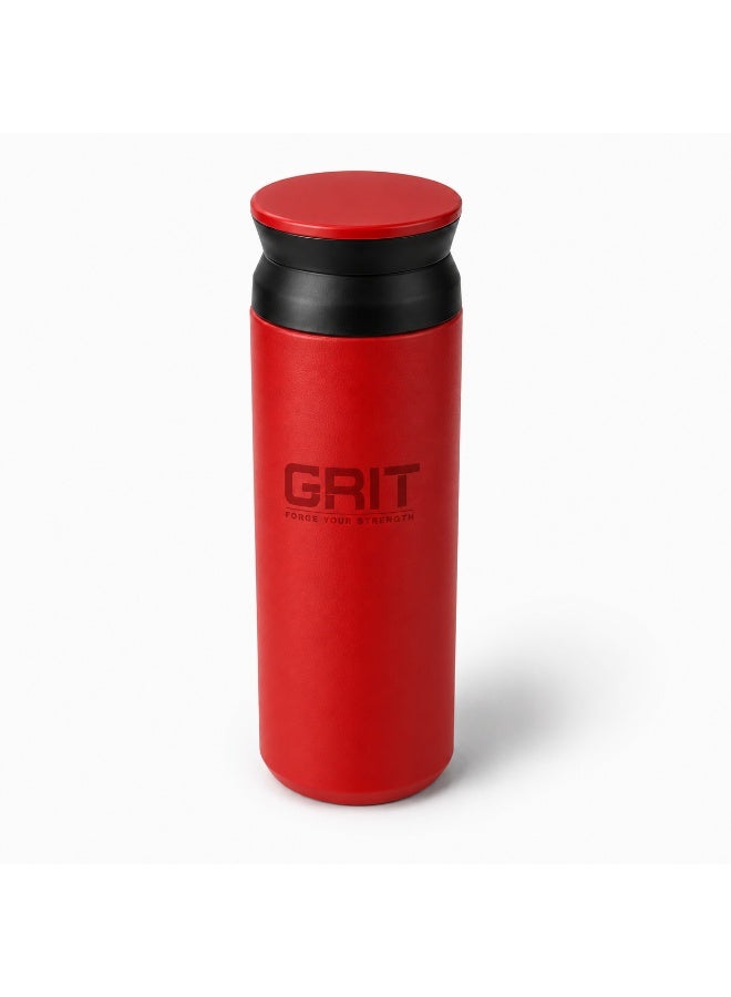 GRIT Insulated Flask Bottle 500ml - Hot & Cold Stainless Steel Flask - Modern Compact Design, Comfortable Grip & Leakproof Lid - Red Stainless Steel Flask - Image 2