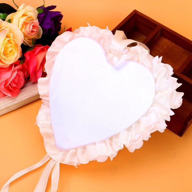 Black Heart Ring Pillow for Wedding Ceremony with Pearl Beads Rose Floral - Satin Ring Bearer Cushion Display Stand for Bridal Party Decorative Gift - Image 4