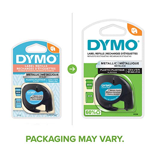 DYMO LetraTag Labeling Tape for LetraTag Label Makers Black print on Metallic Silver tape 12 W x 13 L - Image 3