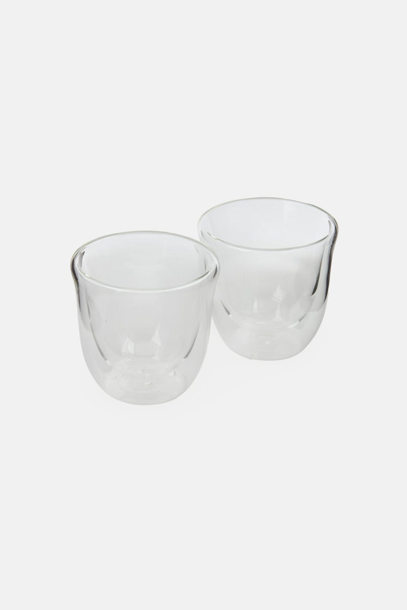 Catherine Malandrino 2 Pcs Double Walled High Borosilicate Glass Cup Set 80 ml, Transparent - Image 2