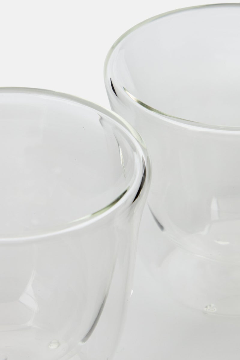 Catherine Malandrino 2 Pcs Double Walled High Borosilicate Glass Cup Set 80 ml, Transparent - Image 3