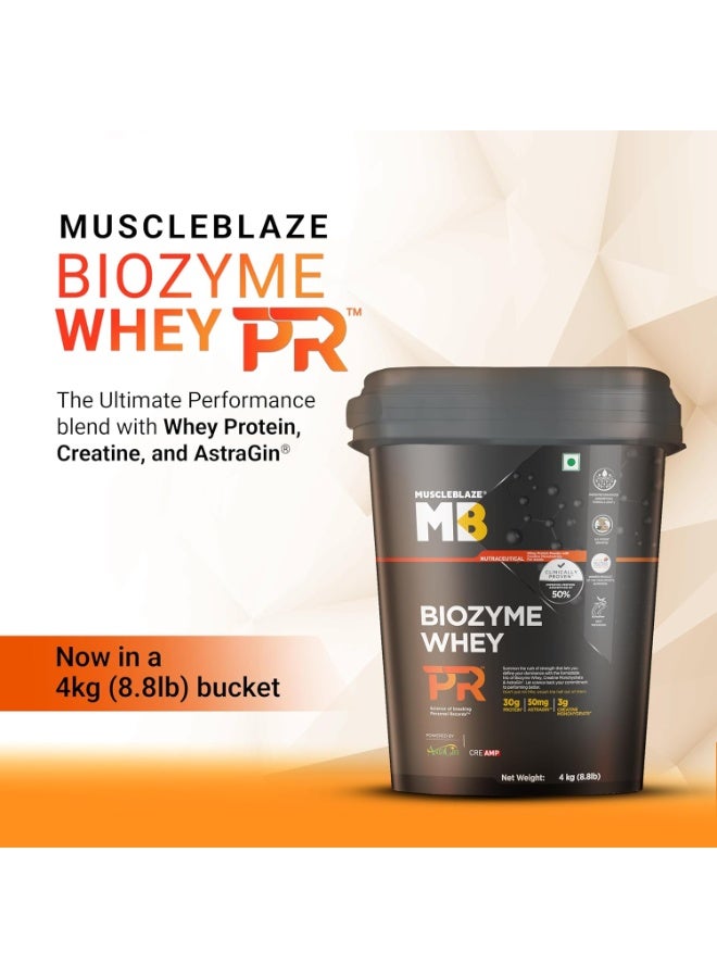 مسل بلايز MuscleBlaze Biozyme Whey Protein PR - بروتين مصل اللبن المعزز بـ 30 جم بروتين، و3 جم كرياتين مونوهيدرات، و50 ملغ AstraGin® (نكهة شوكولاتة الفادج، 4 كجم / 8.8 رطل) | حاصل على شهادة Trustified Gold - Image 3