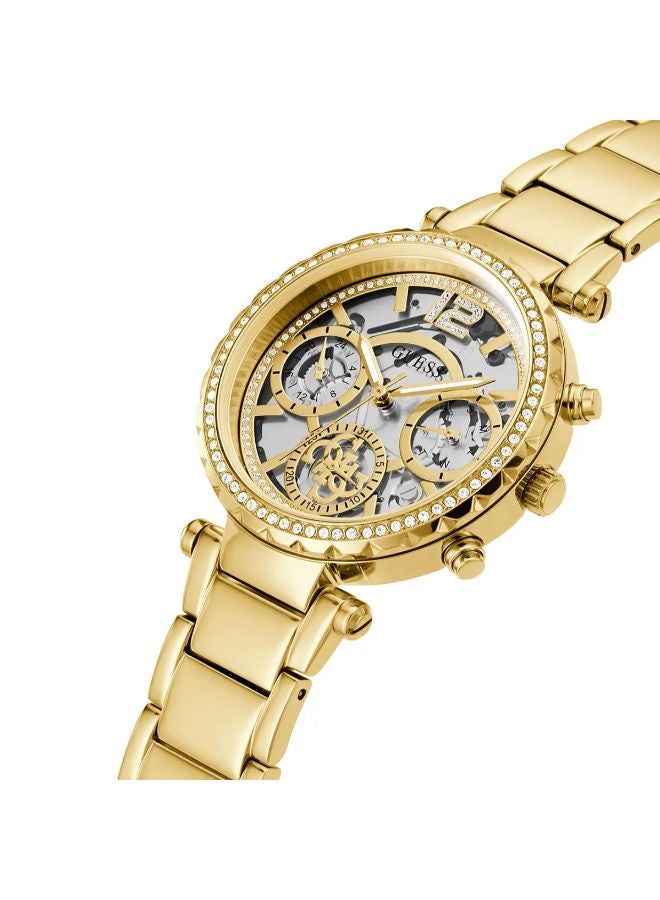 GUESS Watch for Women, Quartz Movement, Analog Display, Gold Leather Strap-GW0403L2 - Image 3
