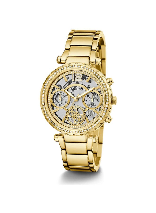 GUESS Watch for Women, Quartz Movement, Analog Display, Gold Leather Strap-GW0403L2 - Image 2