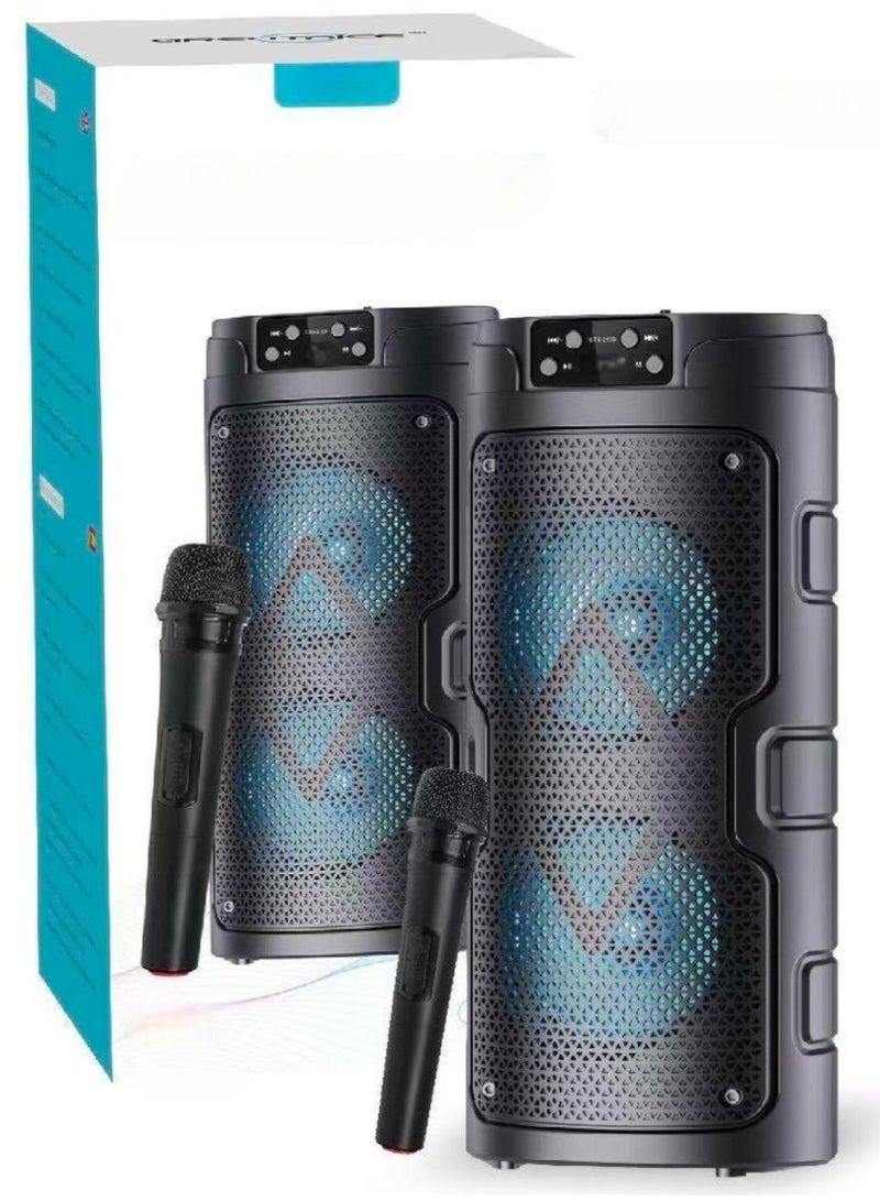 جي تي اس مكبر صوت محمول لاسلكي بتقنية البلوتوث GTS-2129 مكبر صوت محمول عالي الجهير مزود بمنفذ USB وFM وAUX ومصابيح LED بطول 32.8 سم - Image 1