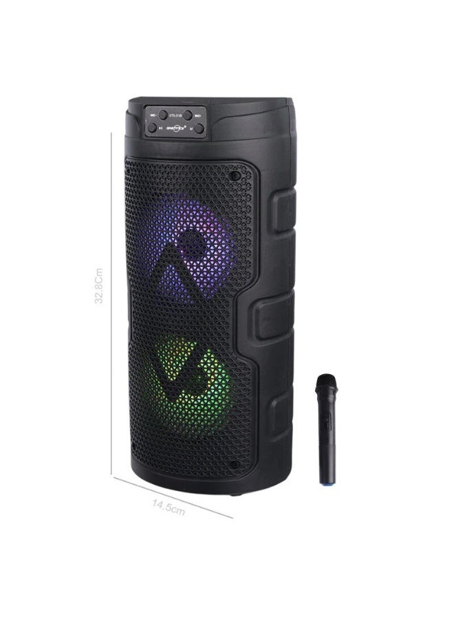 جي تي اس مكبر صوت محمول لاسلكي بتقنية البلوتوث GTS-2129 مكبر صوت محمول عالي الجهير مزود بمنفذ USB وFM وAUX ومصابيح LED بطول 32.8 سم - Image 2