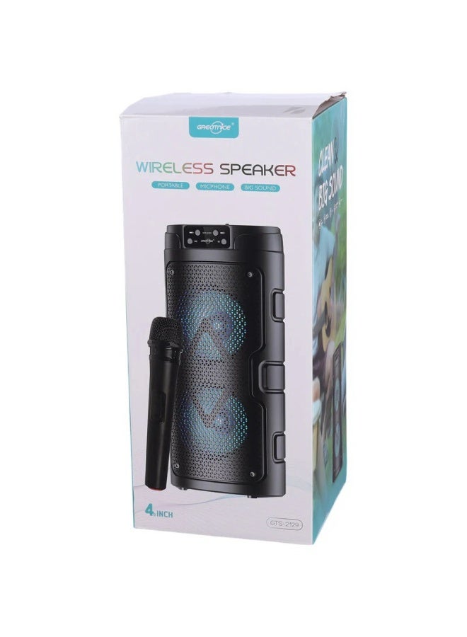 جي تي اس مكبر صوت محمول لاسلكي بتقنية البلوتوث GTS-2129 مكبر صوت محمول عالي الجهير مزود بمنفذ USB وFM وAUX ومصابيح LED بطول 32.8 سم - Image 5