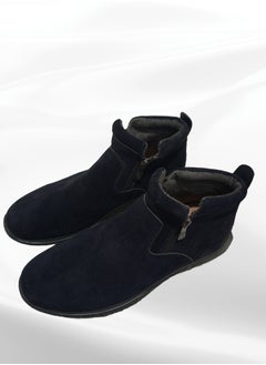 Meto Navy suede Chelsea boots without laces made of genuine natural leather and a toe sole  - Image 3