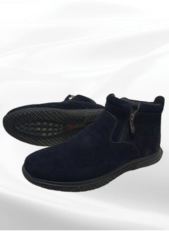 Meto Navy suede Chelsea boots without laces made of genuine natural leather and a toe sole  - Image 4