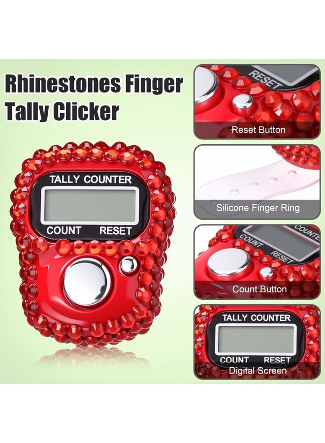 Simgoing 6 Pcs Electronic Finger Counter Rhinestones Hand Tally Clicker Tasbeeh Counter Bulk Resettable for Christmas Golf Gifts Counting Goods Lap Knitting Bling Accessories (Classic Colors) - Image 4