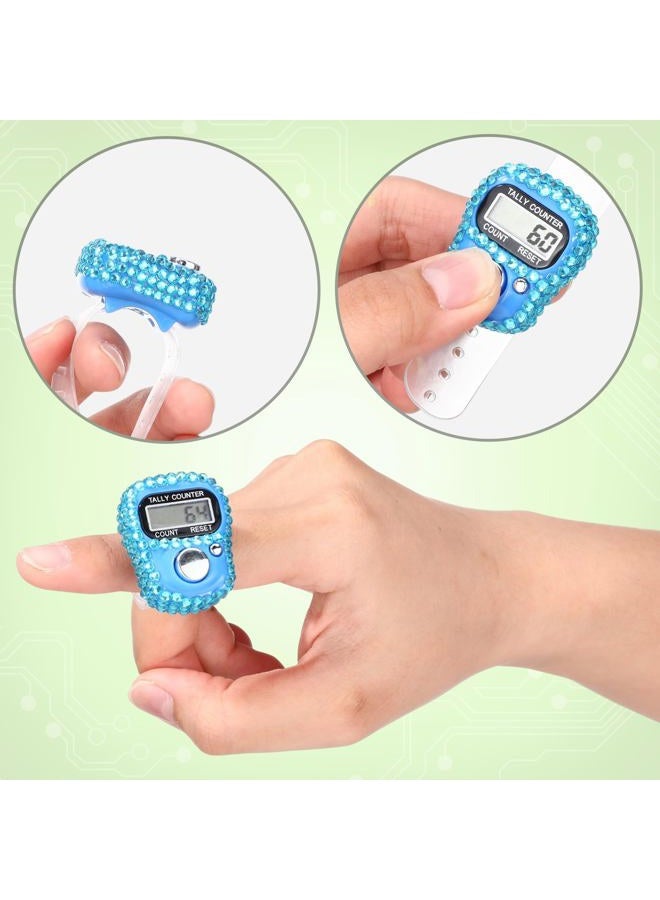 Simgoing 6 Pcs Electronic Finger Counter Rhinestones Hand Tally Clicker Tasbeeh Counter Bulk Resettable for Christmas Golf Gifts Counting Goods Lap Knitting Bling Accessories (Classic Colors) - Image 5