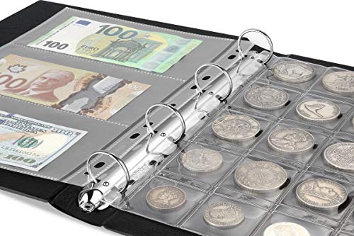 MUDOR 4 Ring Classic Binder,Empty Albums Stockbook for Stamps, Documents, Coins, Bank Notes Classic Binder (Red) - Image 3