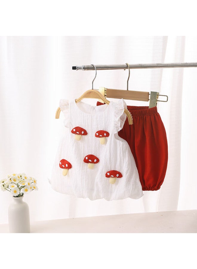 Youqi Yooqi Baby Girl Short Sleeve Set Summer Thin Children's Stylish Sleeveless Top Girls Shorts Set Two-piece Set - Image 2