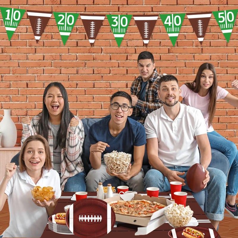 LINHAXM 50PCS Football Plates, Large 9 x 11 inch Football Shaped Disposable Paper Plates for Football Birthday & Tailgate Party Decorations - Image 5