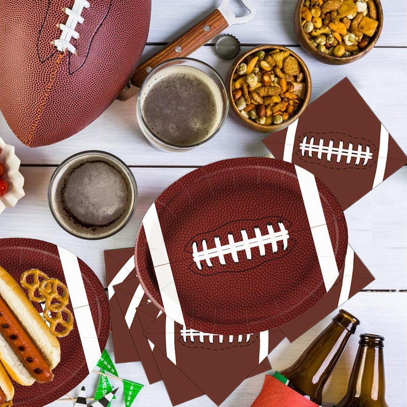 LINHAXM 50PCS Football Plates, Large 9 x 11 inch Football Shaped Disposable Paper Plates for Football Birthday & Tailgate Party Decorations - Image 4