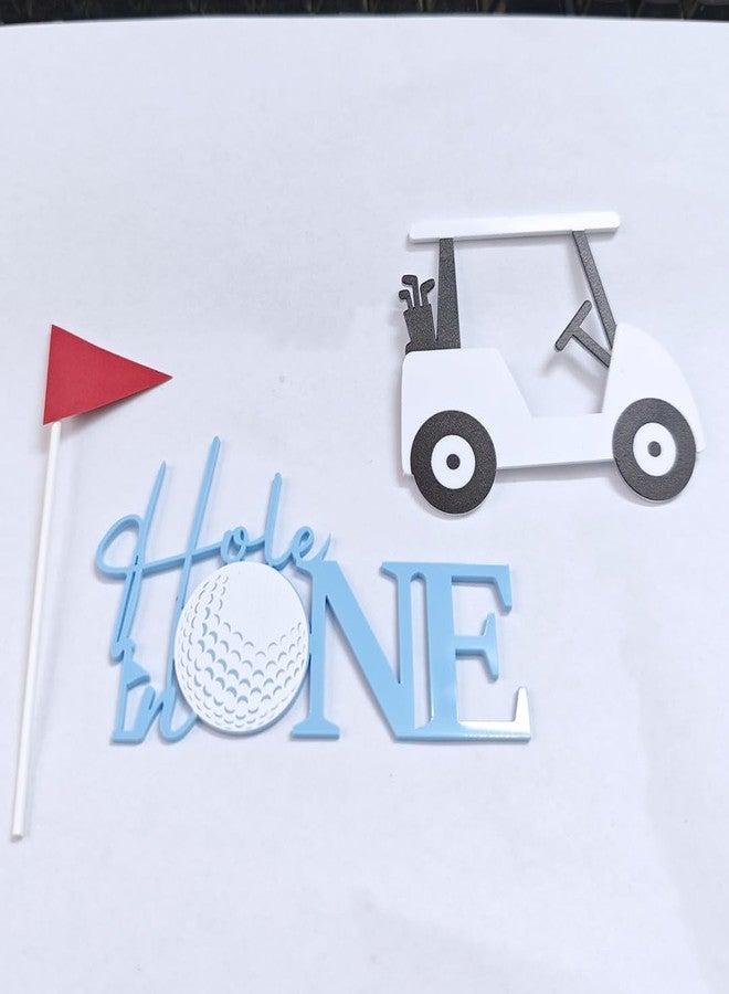 DiDida Hole In One Cake Topper Golf Cake Decorations Acrylic Golf First Birthday Cake Toppers Golf Theme Cake Decorations with Cart Flag for Golf Theme Party Supplies - Image 4