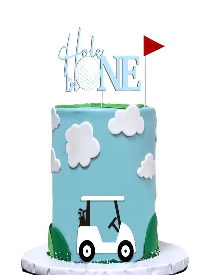 DiDida Hole In One Cake Topper Golf Cake Decorations Acrylic Golf First Birthday Cake Toppers Golf Theme Cake Decorations with Cart Flag for Golf Theme Party Supplies - Image 1
