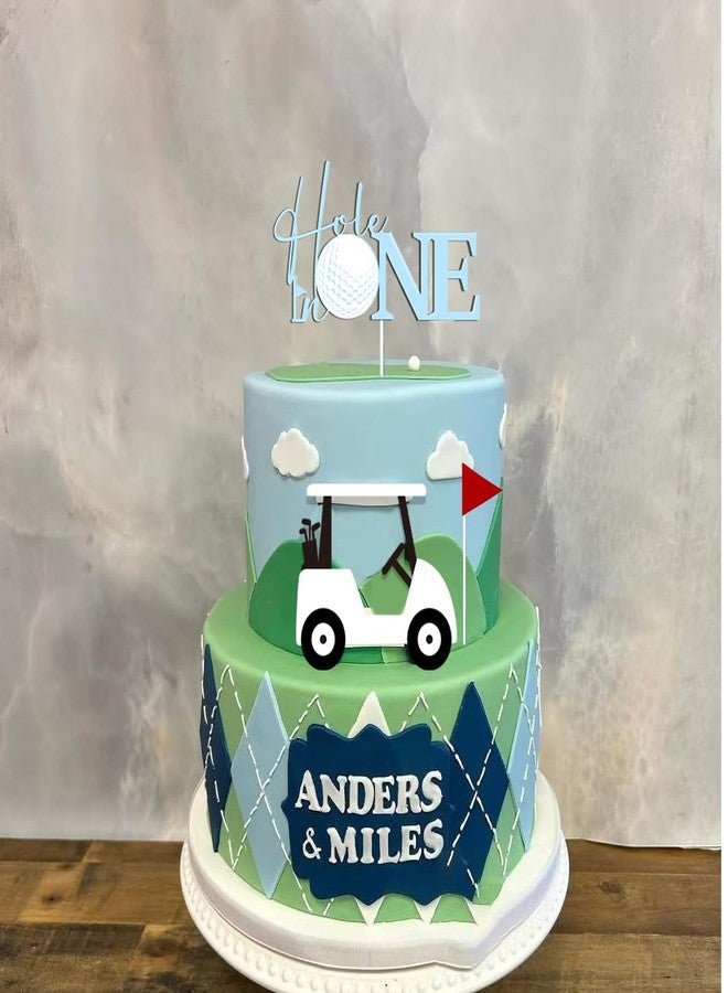 DiDida Hole In One Cake Topper Golf Cake Decorations Acrylic Golf First Birthday Cake Toppers Golf Theme Cake Decorations with Cart Flag for Golf Theme Party Supplies - Image 5