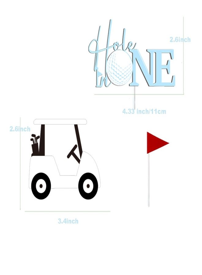 DiDida Hole In One Cake Topper Golf Cake Decorations Acrylic Golf First Birthday Cake Toppers Golf Theme Cake Decorations with Cart Flag for Golf Theme Party Supplies - Image 2