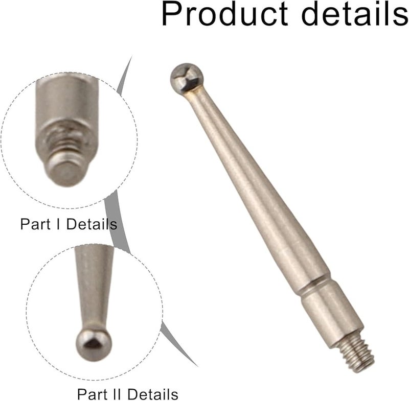 مؤشر اختبار القرص ذو ساق ملولبة M1 8 × 0.35 مع نقطة اتصال ذات طرف كرة فولاذية 2 مم - Image 2
