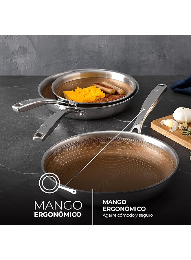 MasterPro Giro 3 | Non Stick Frying Pan 24 Cm | Triple Layer Stainless Steel And Aluminium | Has Ergonomic Handle | Stainless Steel Frying Pan | For All Types Of Kitchens - Image 5