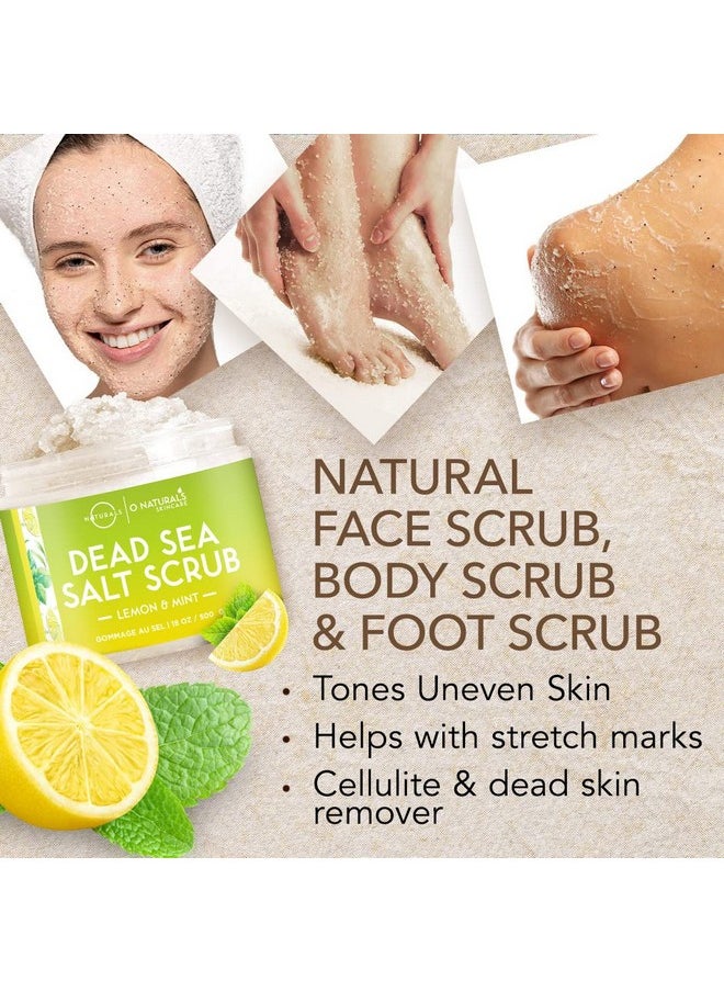 أو ناتشورالز - مقشر O Naturals بزيت الليمون المقشر وملح البحر الميت، منظف عميق للوجه والجسم. يُساعد على مكافحة السيلوليت، ويُساعد على علاج البشرة الدهنية، وحب الشباب، والشعر الناشئ تحت الجلد، وإزالة الجلد الميت. زيوت عطرية، لوز حلو، 18 أونصة. - Image 1