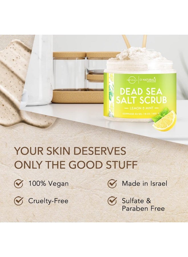 أو ناتشورالز - مقشر O Naturals بزيت الليمون المقشر وملح البحر الميت، منظف عميق للوجه والجسم. يُساعد على مكافحة السيلوليت، ويُساعد على علاج البشرة الدهنية، وحب الشباب، والشعر الناشئ تحت الجلد، وإزالة الجلد الميت. زيوت عطرية، لوز حلو، 18 أونصة. - Image 1