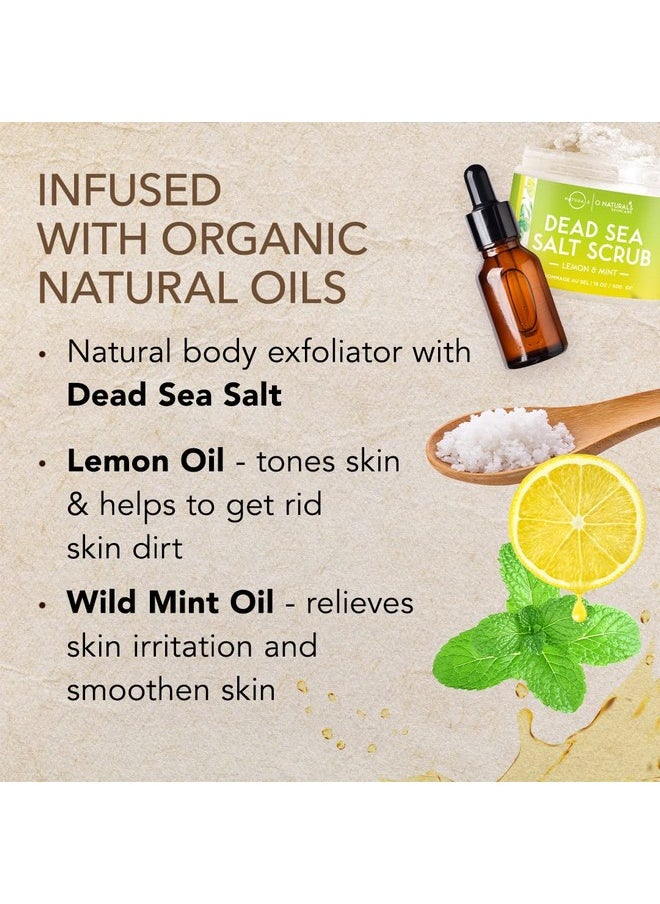 أو ناتشورالز - مقشر O Naturals بزيت الليمون المقشر وملح البحر الميت، منظف عميق للوجه والجسم. يُساعد على مكافحة السيلوليت، ويُساعد على علاج البشرة الدهنية، وحب الشباب، والشعر الناشئ تحت الجلد، وإزالة الجلد الميت. زيوت عطرية، لوز حلو، 18 أونصة. - Image 1