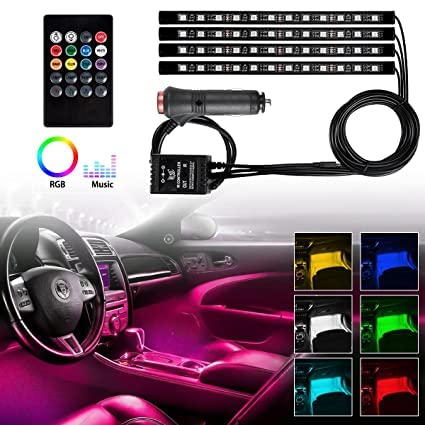 Vaishno Decorative Atmosphere Car Floor LED Strip Lights | Multicolor Interior Light | LED Lighting Kit for Car Interior | Wireless Remote Control Fancy Light - Image 1