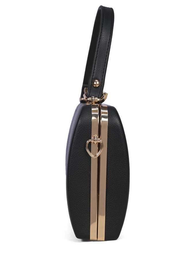 JI ACCESSORIES Elegant Vintage-Inspired Handbag with Intricate Golden Floral Mandala Embossing, Premium Finishing, and - Perfect for Parties, Weddings & Special Occasions (BLACK) - Image 3