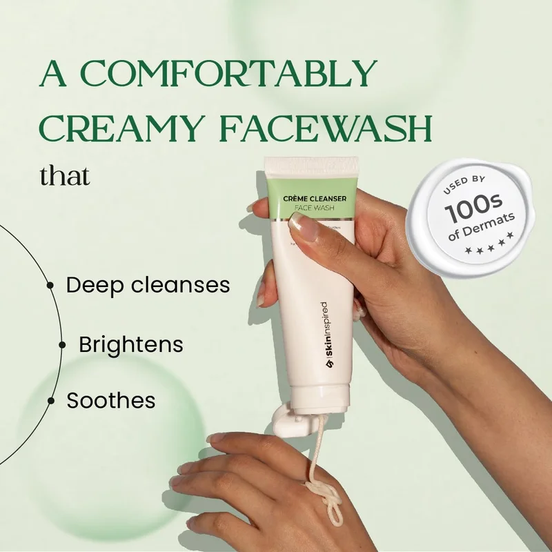 مستوحى من البشرة SkinInspired Creme Facewash | Face Wash for Deep Cleansing | Advanced Skin Brightening Face Cleanser | For Normal, Oily & Combination Skin | Suitable For Men & Women (70 ml)