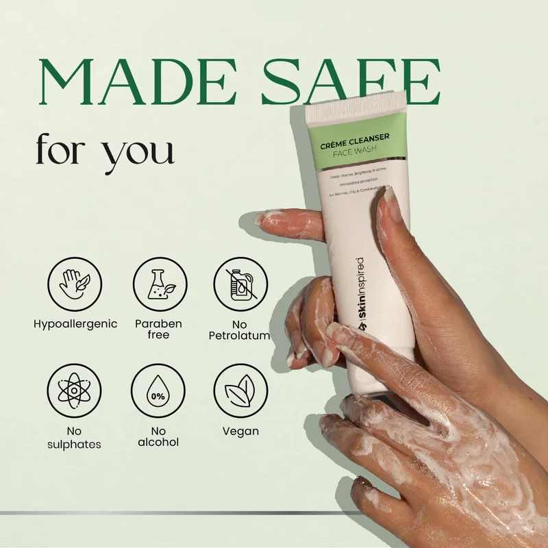 Skininspired  SkinInspired Creme Facewash | Face Wash for Deep Cleansing | Advanced Skin Brightening Face Cleanser | For Normal, Oily & Combination Skin | Suitable For Men & Women (70 ml)  | Best Price UAE