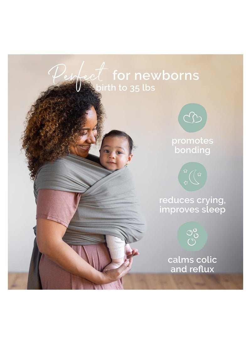 ORiTi Baby Wrap Carrier Newborn to Toddler - Stretchy Baby Wraps Carrier - Baby Sling - Hands-Free Baby Carrier Wrap - Baby Carrier Sling -Baby Carrier Newborn to Toddler 7-35 lbs (Grey)  - Image 2