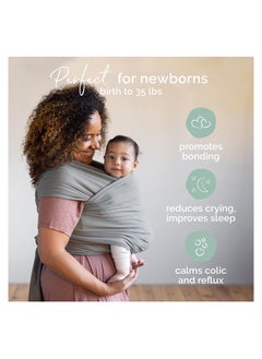 ORiTi Baby Wrap Carrier Newborn to Toddler - Stretchy Baby Wraps Carrier - Baby Sling - Hands-Free Baby Carrier Wrap - Baby Carrier Sling -Baby Carrier Newborn to Toddler 7-35 lbs (Grey)  - Image 2