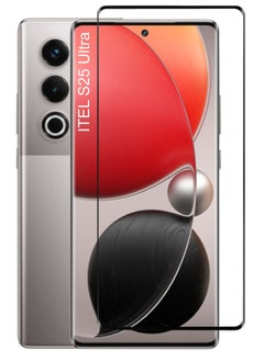 Itel S25 Ultra - Full Glue Tempered Glass Screen Protector - Delicate Touch , Higher Transparency , Easy to Install ,Anti-scratch and Bubble-free Screen Protector - Black