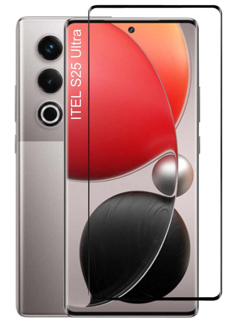 Generic - Itel S25 Ultra - Full Glue Tempered Glass Screen Protector - Delicate Touch , Higher Transparency , Easy to Install ,Anti-scratch and Bubble-free Screen Protector - Black - Image 1