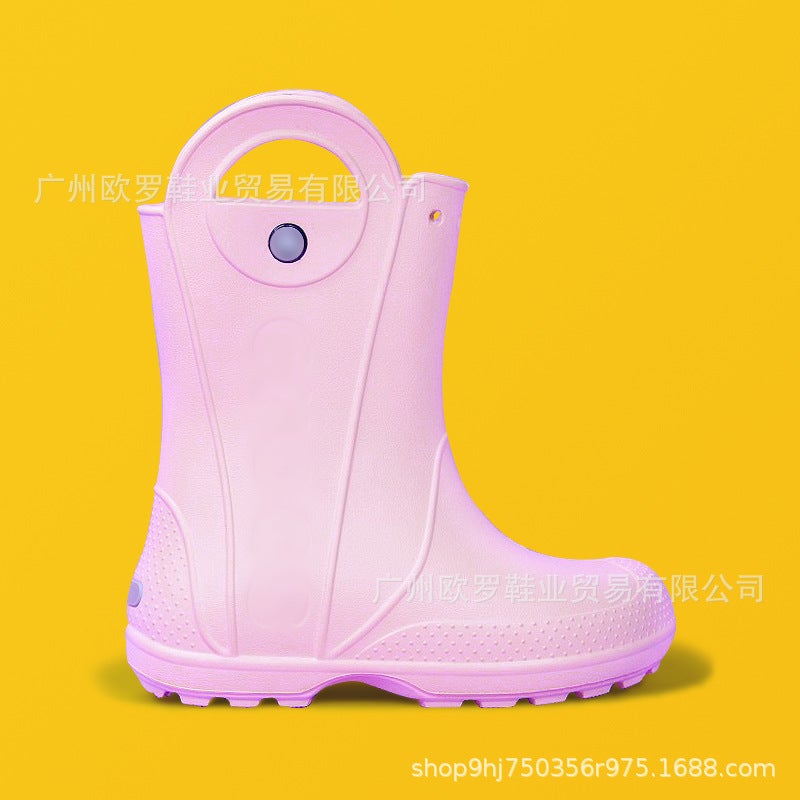 Children'S Shoes Cross Middle Tube Non-Slip Waterproof Rain Boots Outdoor Rainy Day Rubber Shoes Soft Sole Eva Shoes - Image 3