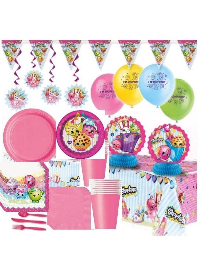 Shopkins Deluxe Girls Birthday Complete Party Pack Decoration Kit For 16  - Image 2