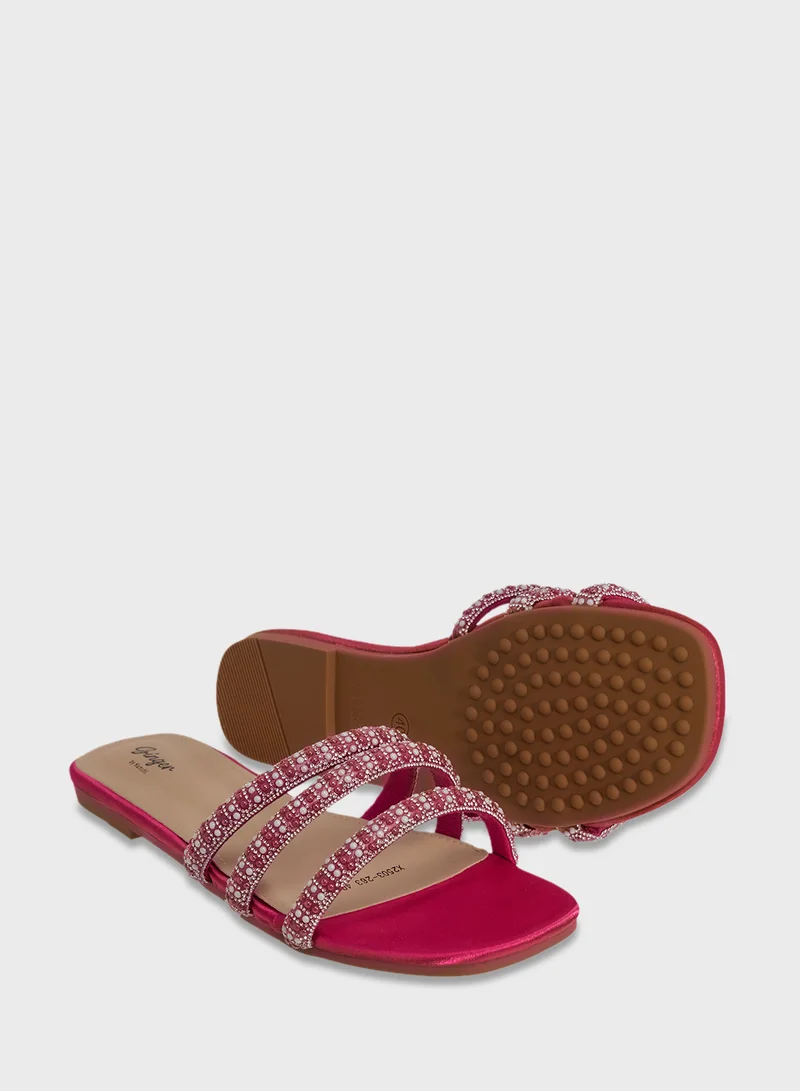 Ginger Diamante Flat Sandal