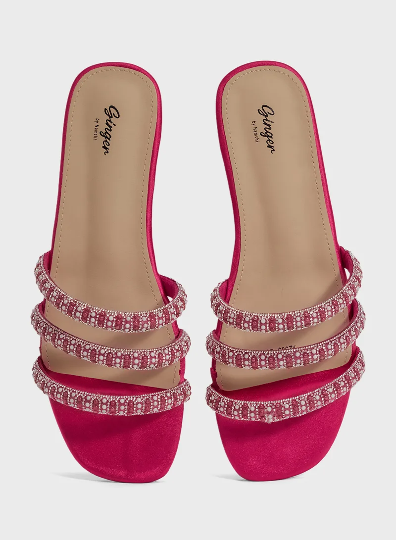 Ginger Diamante Flat Sandal