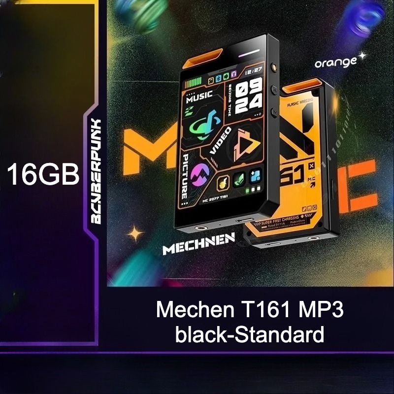 Mechen T161 Portable Bluetooth MP3 MP4 Player, HD Display Screen, 16gb, Black - Image 1