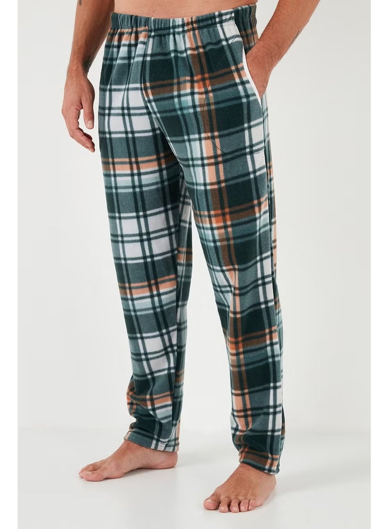 Buratti Plaid Regular Fit Buttoned Crew Neck Winter Fleece Pajama Set Men's Pajama Set 60961008 - Image 4