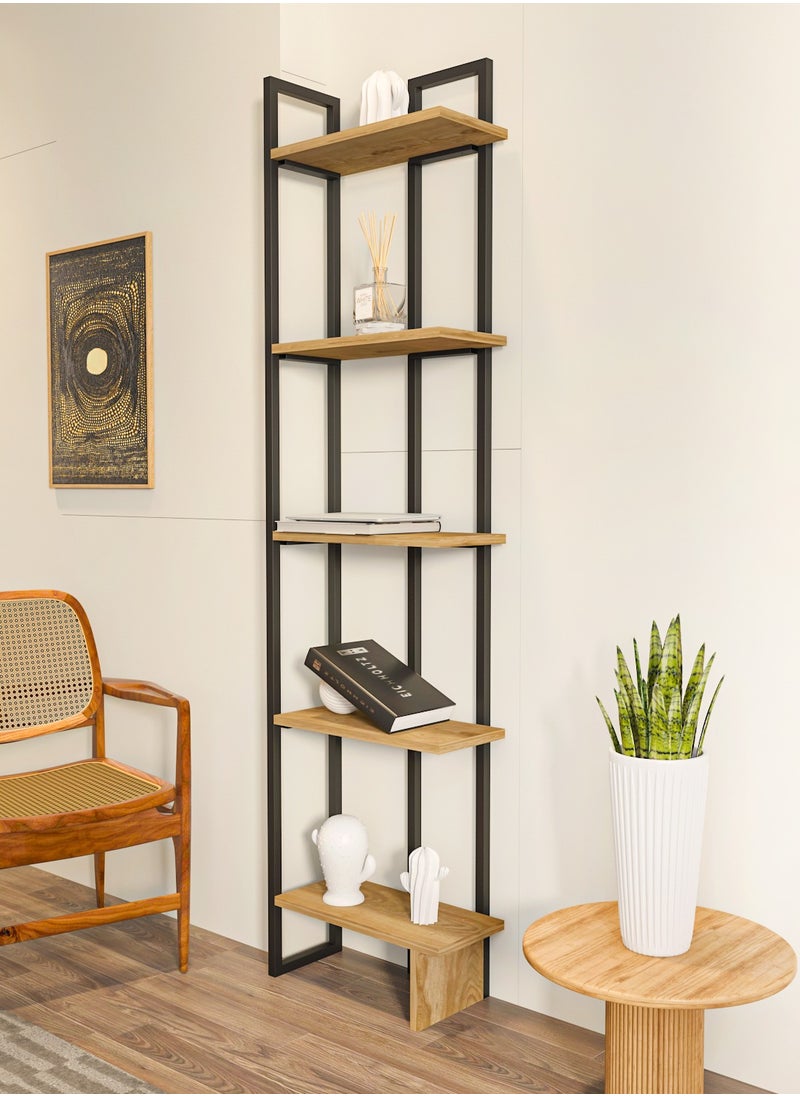 Decorotika Alice 180 tall Metal Frame Manufactured Wood Corner Bookcase | Bookshelf, Storage Rack  - Image 3