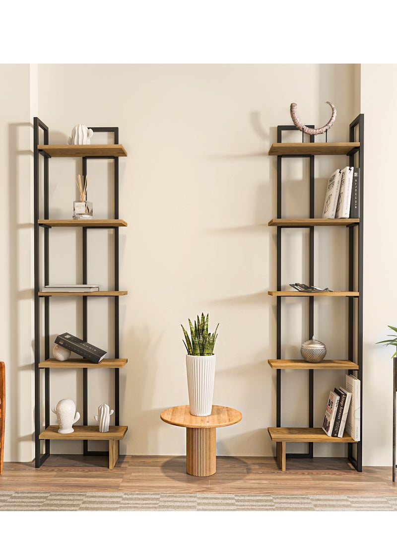 Decorotika Alice 180 tall Metal Frame Manufactured Wood Corner Bookcase | Bookshelf, Storage Rack  - Image 4