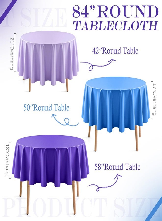 Just Shimmer 6 Pieces Blue & Purple Series Round Tablecloth, 84" Solid Color Waterproof & Spillproof Disposable Plastic Table Cover, Durable Party Tablecloth for Dining, Buffet, Picnic, Outdoor Events - Image 3
