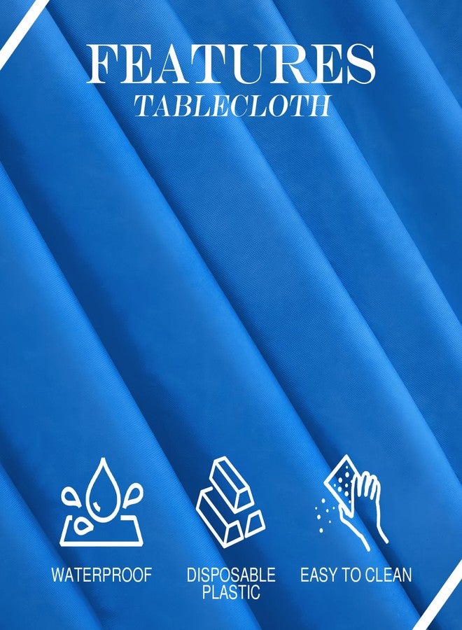 Just Shimmer 6 Pieces Blue & Purple Series Round Tablecloth, 84" Solid Color Waterproof & Spillproof Disposable Plastic Table Cover, Durable Party Tablecloth for Dining, Buffet, Picnic, Outdoor Events - Image 5