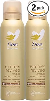 Dove 2 Pack of Dove DermaSpa Summer Revived 48 hours Active Moisturisation Fair to Medium Body Mousse 150ml